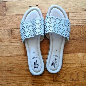 Spring Step Shimmery Gold Cut Out Slide Sandals